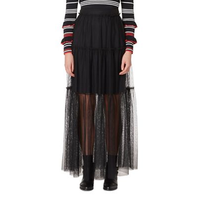 Black mesh maxi skirt